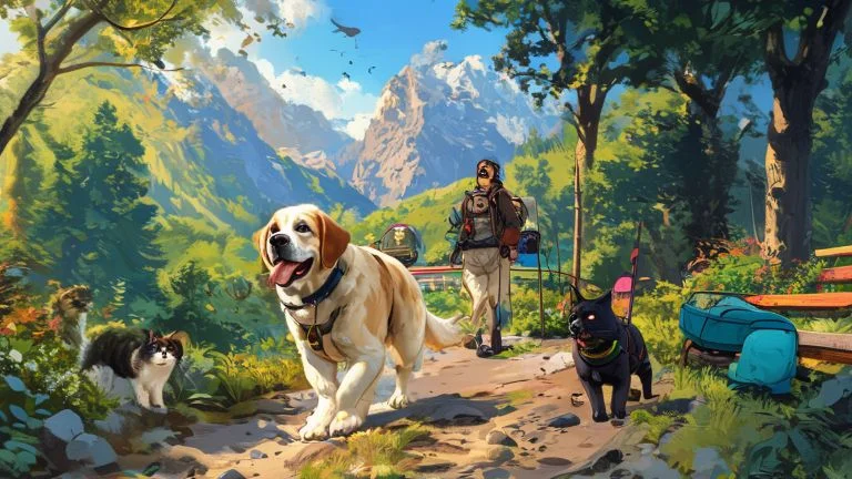 Pets que adoram aventuras ao ar livre com seus donos